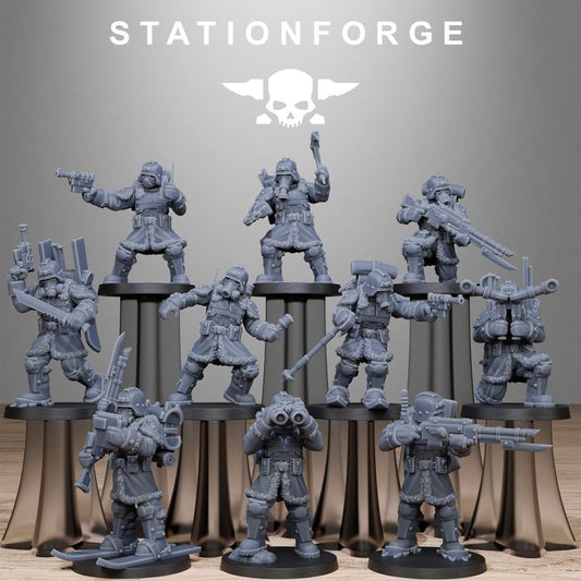 Grim Guard Frostwatch Patrol, Imperial Army proxy miniature, infantry, 28mm heroic scale unpainted resin