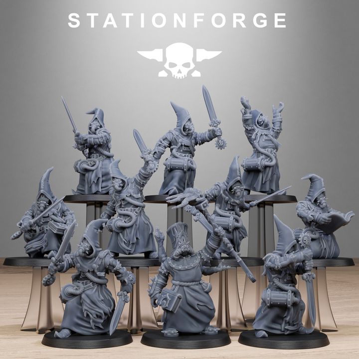 Scavenger Mystics, Tech Priests proxy miniature, 28mm heroic scale unpainted resin