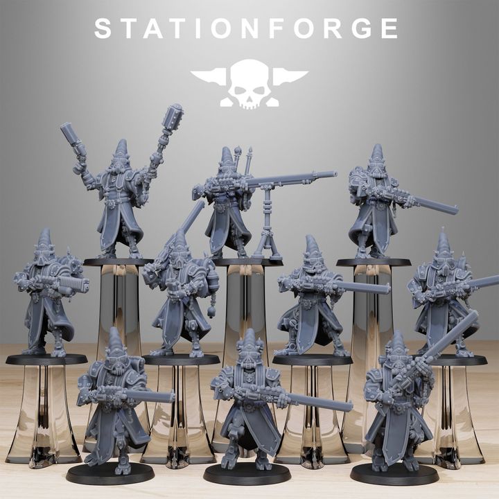 Tech Priests Scavenger Hooded Cultists (10 Units), 28mm heroic scale unpainted resin