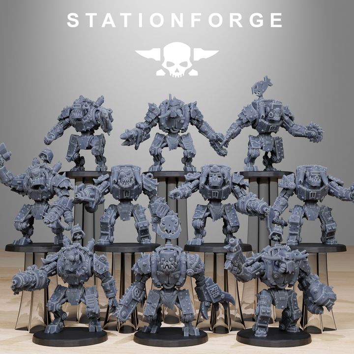 Orks Bots Infantry Modular Kit (10 Units), proxy miniature, squad, 28mm heroic scale unpainted resin