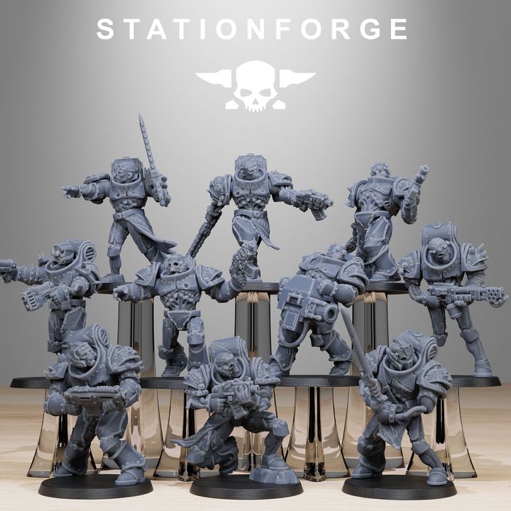 Space Knights Zombies (10 Units), proxy miniature, squad, 28mm heroic scale unpainted resin