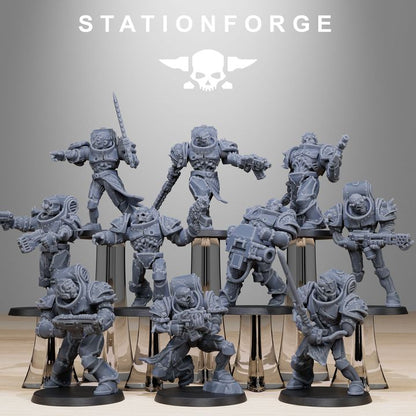 Space Knights Zombies (10 Units), proxy miniature, squad, 28mm heroic scale unpainted resin