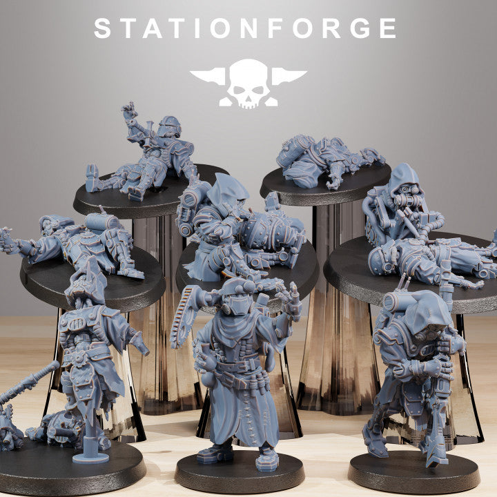 Tech Priests Scavenger Wounded (10 Units), 28mm heroic scale unpainted resin