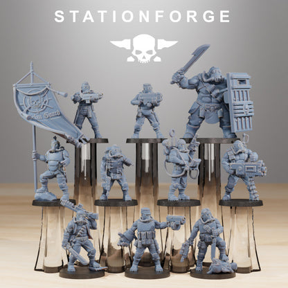 Grim Guard Hunters, Imperial Army proxy miniature, infantry, 28mm heroic scale unpainted resin
