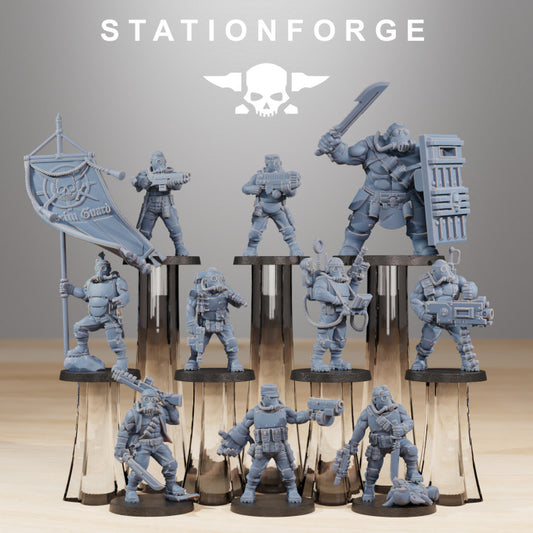 Grim Guard Hunters, Imperial Army proxy miniature, infantry, 28mm heroic scale unpainted resin