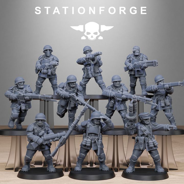Free Guard Infantry, Imperial Army proxy miniature, 28mm heroic scale unpainted resin