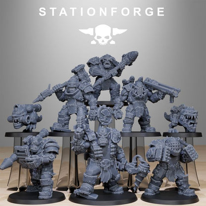 Orks Smashers (8 Units), proxy miniature, squad, 28mm heroic scale unpainted resin