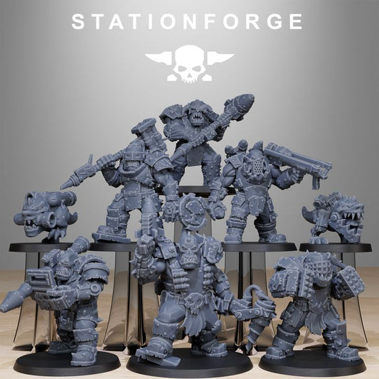 Orks Smashers (8 Units), proxy miniature, squad, 28mm heroic scale unpainted resin