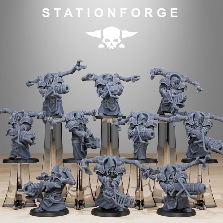 Tech Priests Scavenger Volatiles Infantry (10 Units), 28mm heroic scale unpainted resin