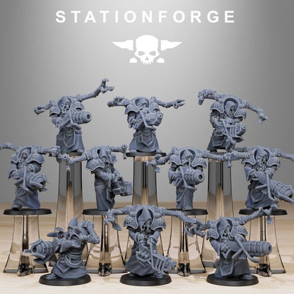 Tech Priests Scavenger Volatiles Infantry (10 Units), 28mm heroic scale unpainted resin