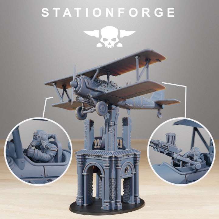 Grim Guard Sf-14A Biplane, Imperial Army proxy miniature, infantry, 28mm heroic scale unpainted resin