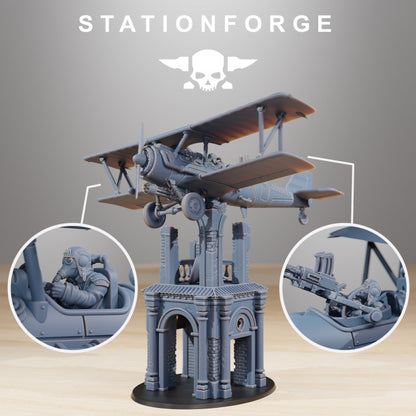 Grim Guard Sf-14A Biplane, Imperial Army proxy miniature, infantry, 28mm heroic scale unpainted resin