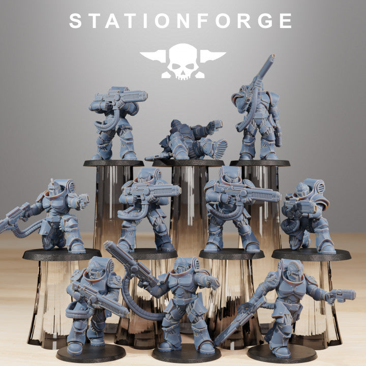 Space Knights Exterminators (10 Units), proxy miniature, squad, 28mm heroic scale unpainted resin
