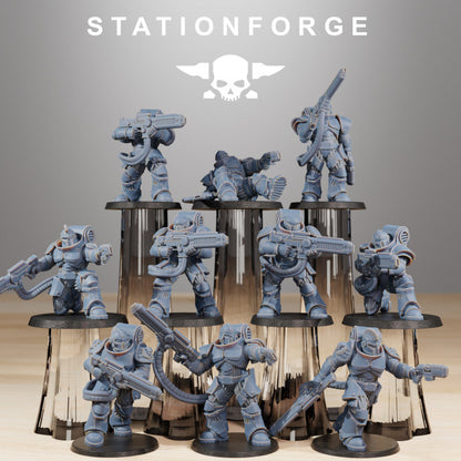 Space Knights Exterminators (10 Units), proxy miniature, squad, 28mm heroic scale unpainted resin