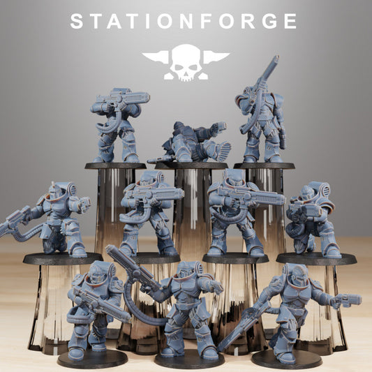 Space Knights Exterminators (10 Units), proxy miniature, squad, 28mm heroic scale unpainted resin