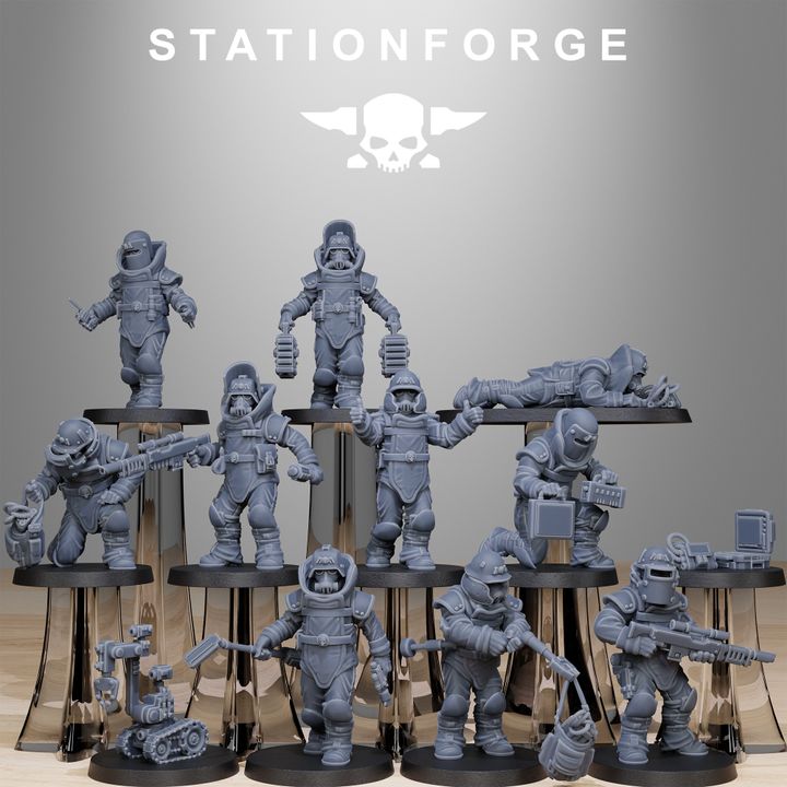Imperial Army Grim Guard Bomb Squad (10 Units), 28mm heroic scale unpainted resin