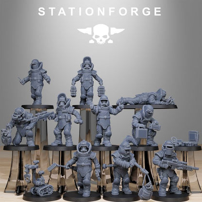 Imperial Army Grim Guard Bomb Squad (10 Units), 28mm heroic scale unpainted resin
