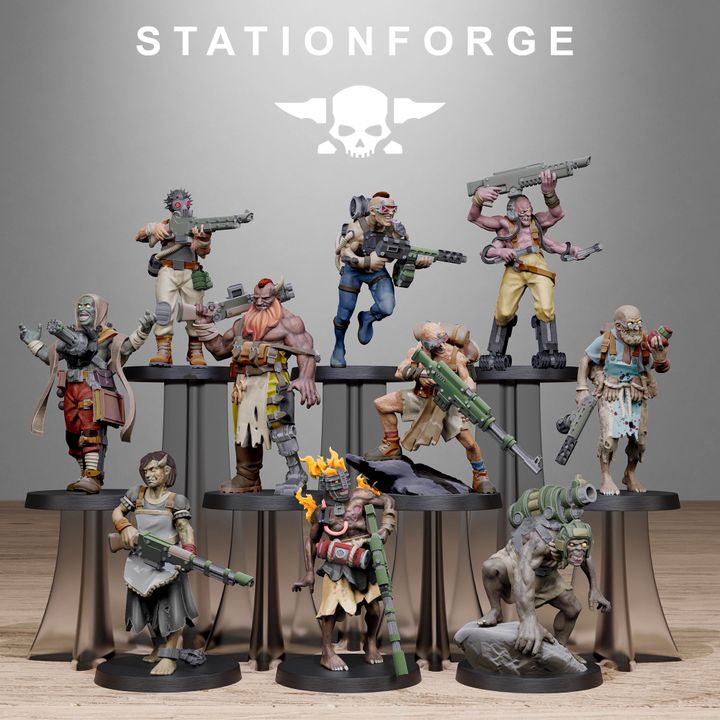 Dark Space Knights Guard Abhumans, proxy miniature, infantry, 28mm heroic scale unpainted resin