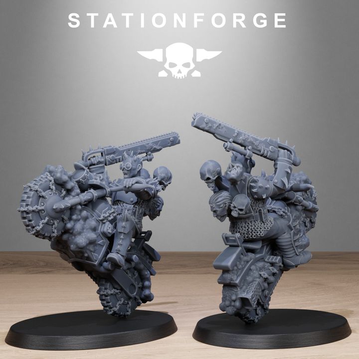 Dark Space Knights Guard Bikers, proxy miniature, infantry, 28mm heroic scale unpainted resin, view 3