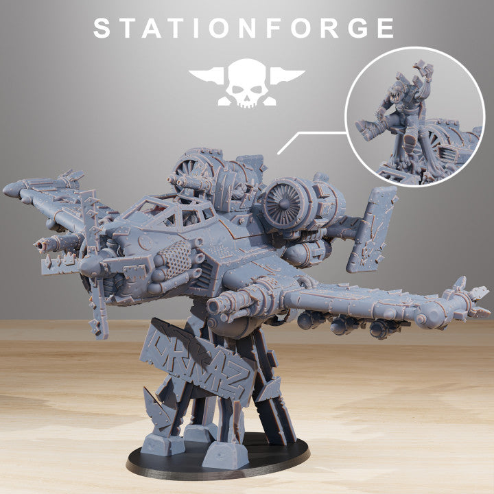 Orks Plane Crazy Banshee Stf-IV, proxy miniature, 28mm heroic scale unpainted resin