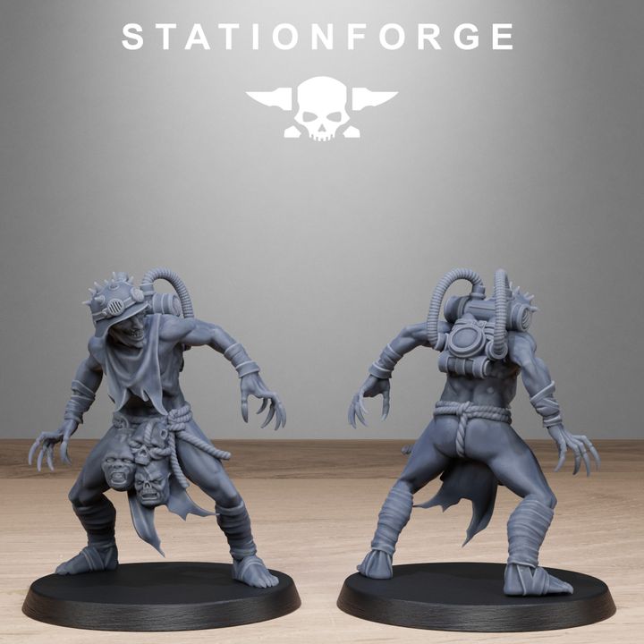 Dark Space Knights Guard Butchers, proxy miniature, infantry, 28mm heroic scale unpainted resin, view 10