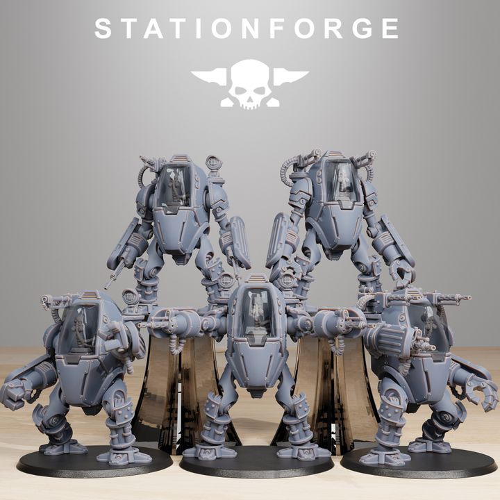 Tech Priests Scavenger Clankers (5 Units), 28mm heroic scale unpainted resin