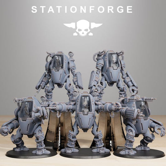 Tech Priests Scavenger Clankers (5 Units), 28mm heroic scale unpainted resin