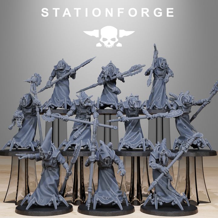 Tech Priests Scavenger Elders (10 Units), 28mm heroic scale unpainted resin