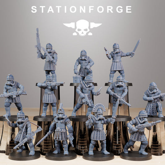Imperial Army Grim Guard Vexillatio (12 Units), 28mm heroic scale unpainted resin