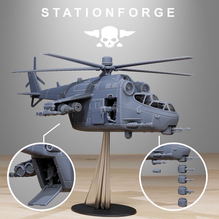 Grim Guard Helicopter, Imperial Army proxy miniature, infantry, 28mm heroic scale unpainted resin