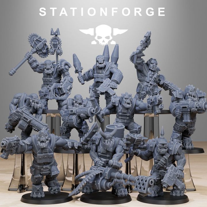 Orks Spec Team (10 Units), proxy miniature, squad, 28mm heroic scale unpainted resin