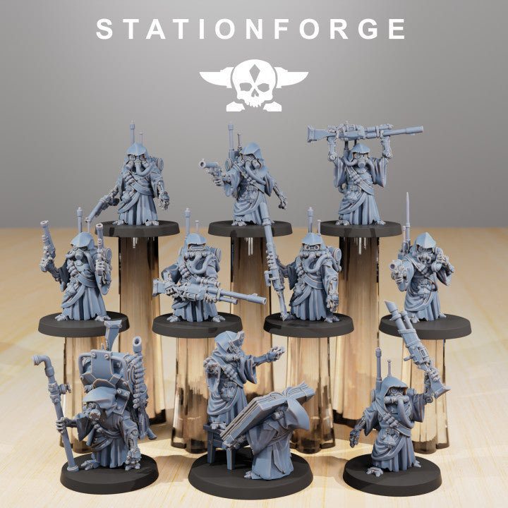 Scavenger Junkards Inspirer, Tech Priests proxy miniature, 28mm heroic scale unpainted resin