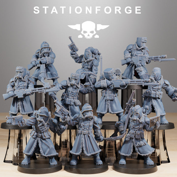Imperial Army Grim Guard Frostwatch (10 Units), 28mm heroic scale unpainted resin