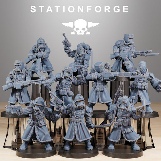 Imperial Army Grim Guard Frostwatch (10 Units), 28mm heroic scale unpainted resin
