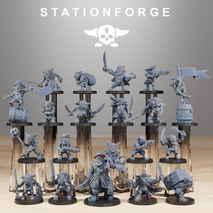 Orks Gobs Pirates, proxy miniature, 28mm heroic scale unpainted resin