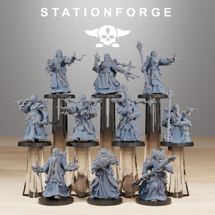 Tech Priests Forager Preachers (10 Units), 28mm heroic scale unpainted resin