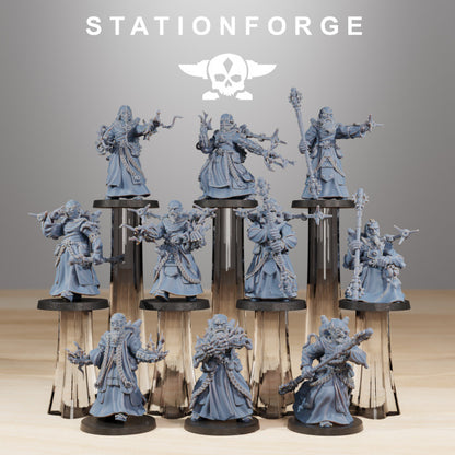 Tech Priests Forager Preachers (10 Units), 28mm heroic scale unpainted resin