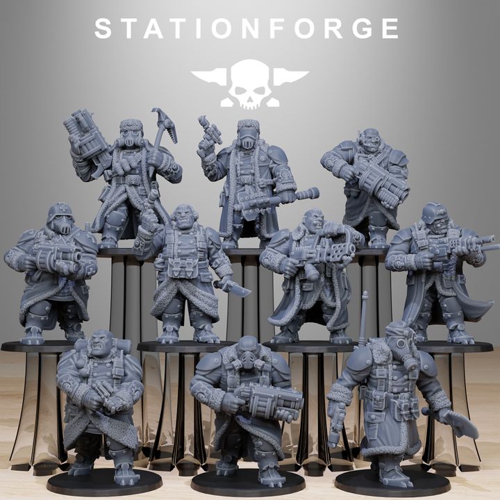 Imperial Army Grim Guard Frostwatch Mutants (10 Units), 28mm heroic scale unpainted resin