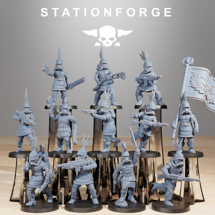 Imperial Army Grim Guard Aquilastra (12 Units), 28mm heroic scale unpainted resin