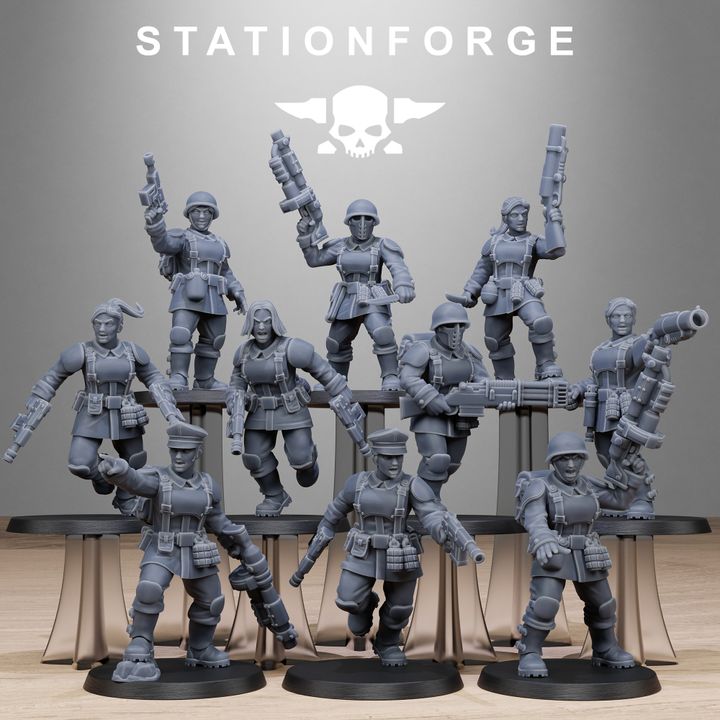 Free Guard Sisters, Imperial Army proxy miniature, infantry, 28mm heroic scale unpainted resin