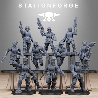 Free Guard Sisters, Imperial Army proxy miniature, infantry, 28mm heroic scale unpainted resin