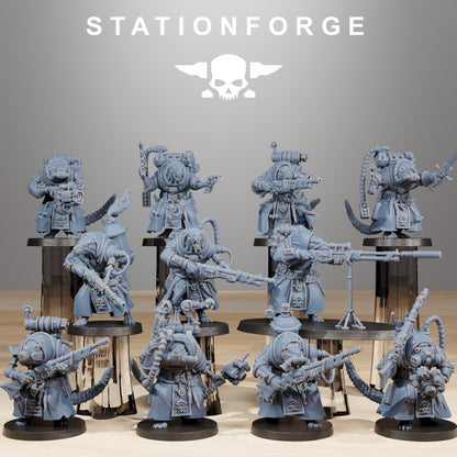Tech Priests Raticus Grunts (11 Units), 28mm heroic scale unpainted resin