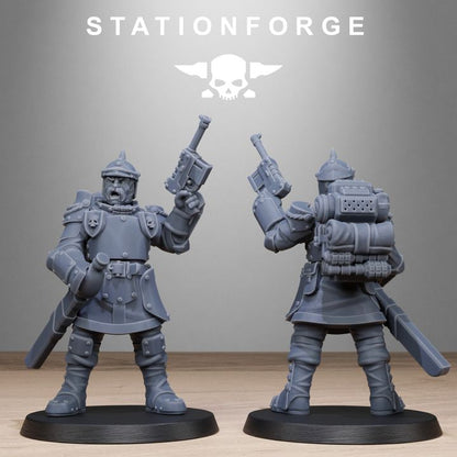 Royal Guard Bastioners, Imperial Army proxy miniature, infantry, 28mm heroic scale unpainted resin, view 7