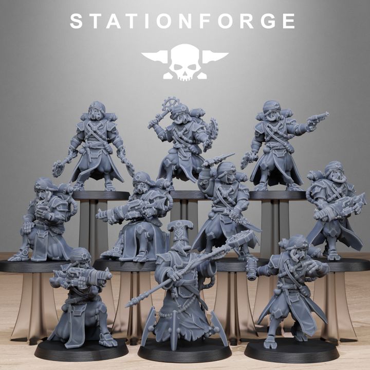 Scavenger Scorchers, Tech Priests proxy miniature, 28mm heroic scale unpainted resin
