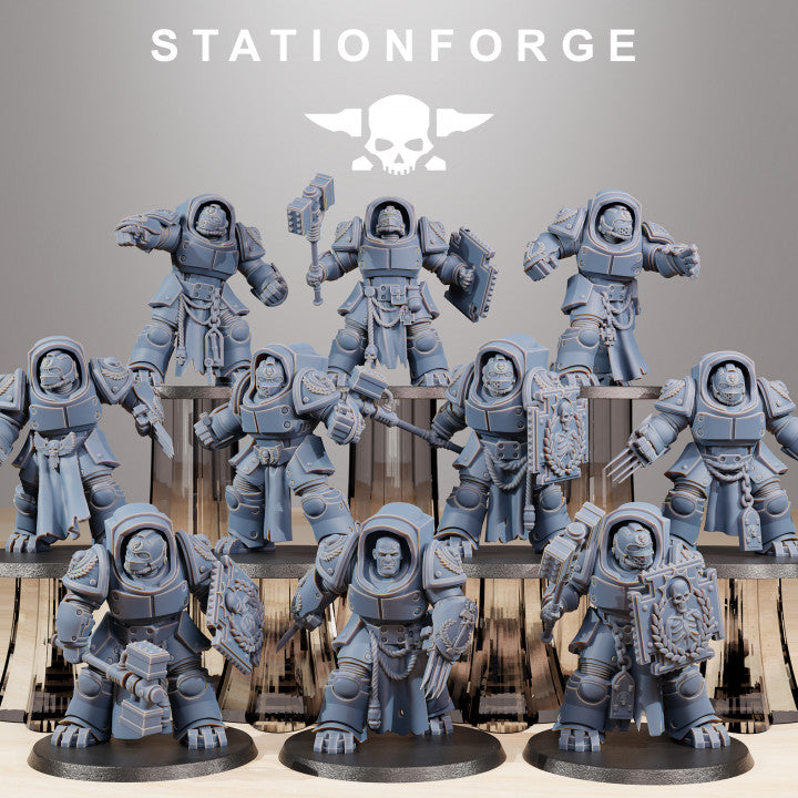 Space Knights Vanguard Melee Unit (10 Units), proxy miniature, squad, 28mm heroic scale unpainted resin