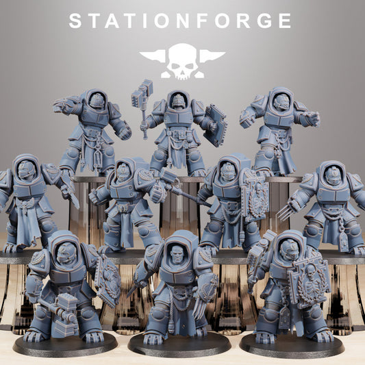 Space Knights Vanguard Melee Unit (10 Units), proxy miniature, squad, 28mm heroic scale unpainted resin