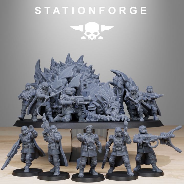 Imperial Army Vaskar Hunters (10 Units), 28mm heroic scale unpainted resin