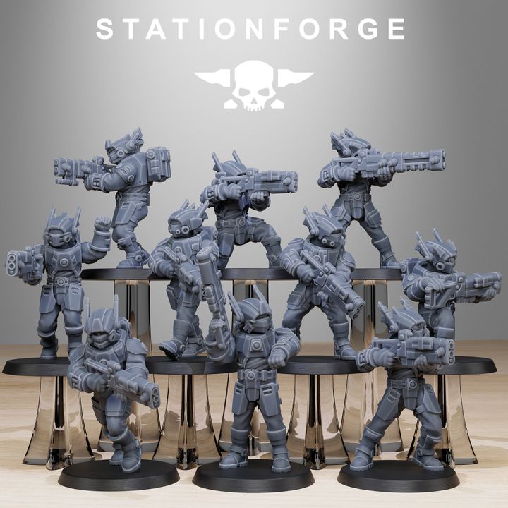 Tuai Assault Squad (10 Units), proxy miniature, 28mm heroic scale unpainted resin
