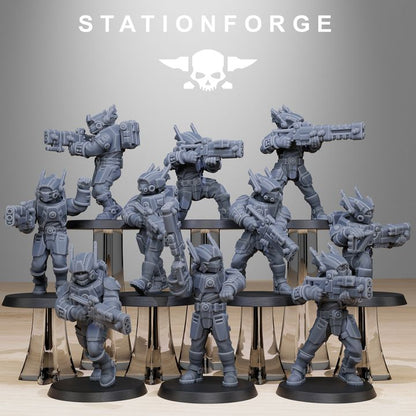 Tuai Assault Squad (10 Units), proxy miniature, 28mm heroic scale unpainted resin