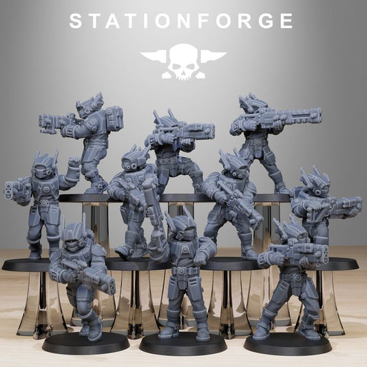 Tuai Assault Squad (10 Units), proxy miniature, 28mm heroic scale unpainted resin
